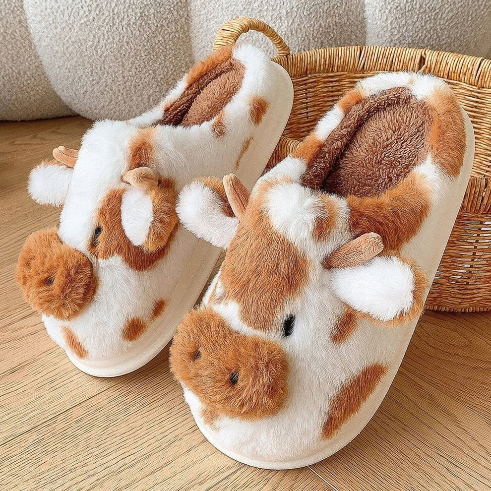 Domino & Penny™ Soft-Stitched Cow Slippers
