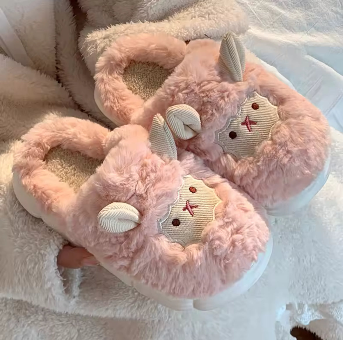 Ivy & Angus™ Soft-Stitched Cow Slippers